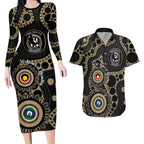 Collingwood NAIDOC Week 2026 Personalised Couples Matching Long Sleeve Bodycon Dress and Hawaiian Shirt 50 Years of Deadly Aboriginal Art