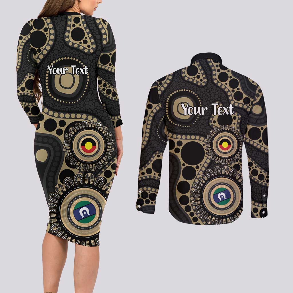 Collingwood NAIDOC Week 2026 Personalised Couples Matching Long Sleeve Bodycon Dress and Long Sleeve Button Shirt 50 Years of Deadly Aboriginal Art