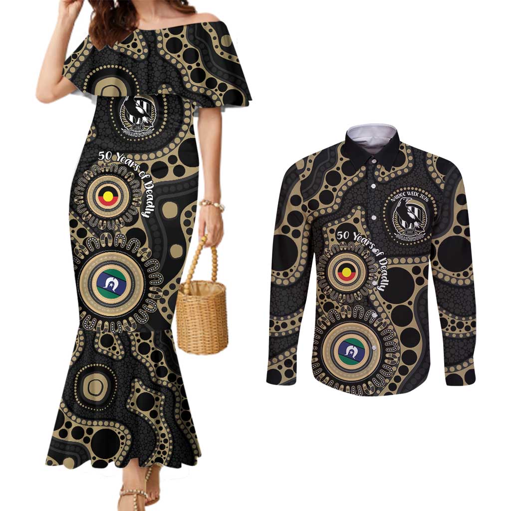 Collingwood NAIDOC Week 2026 Personalised Couples Matching Mermaid Dress and Long Sleeve Button Shirt 50 Years of Deadly Aboriginal Art