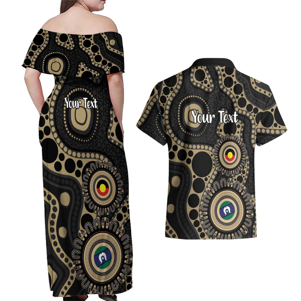 Collingwood NAIDOC Week 2026 Personalised Couples Matching Off Shoulder Maxi Dress and Hawaiian Shirt 50 Years of Deadly Aboriginal Art