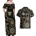 Collingwood NAIDOC Week 2026 Personalised Couples Matching Off Shoulder Maxi Dress and Hawaiian Shirt 50 Years of Deadly Aboriginal Art
