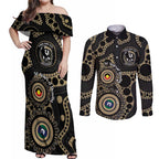 Collingwood NAIDOC Week 2026 Personalised Couples Matching Off Shoulder Maxi Dress and Long Sleeve Button Shirt 50 Years of Deadly Aboriginal Art