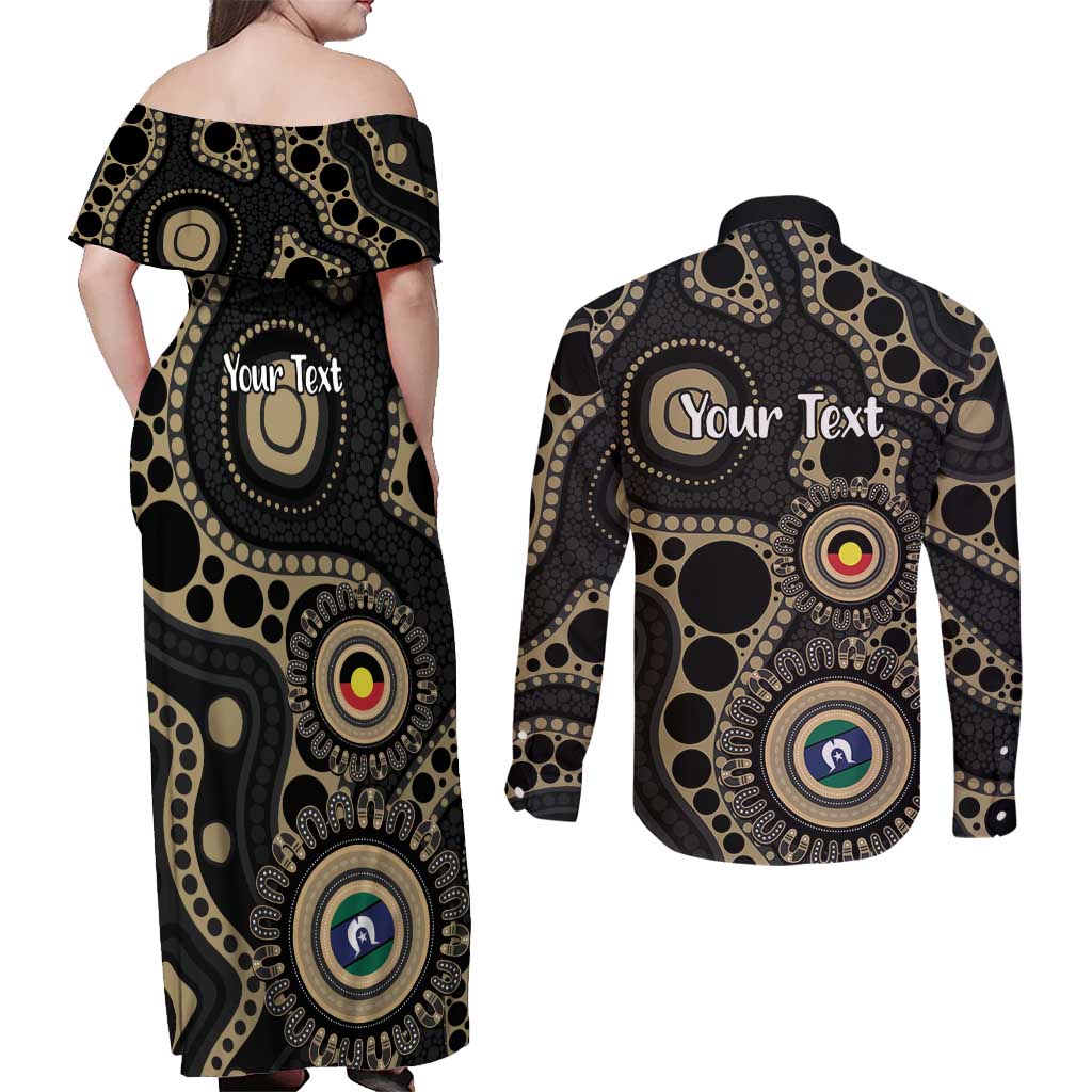 Collingwood NAIDOC Week 2026 Personalised Couples Matching Off Shoulder Maxi Dress and Long Sleeve Button Shirt 50 Years of Deadly Aboriginal Art
