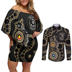 Collingwood NAIDOC Week 2026 Personalised Couples Matching Off Shoulder Short Dress and Long Sleeve Button Shirt 50 Years of Deadly Aboriginal Art