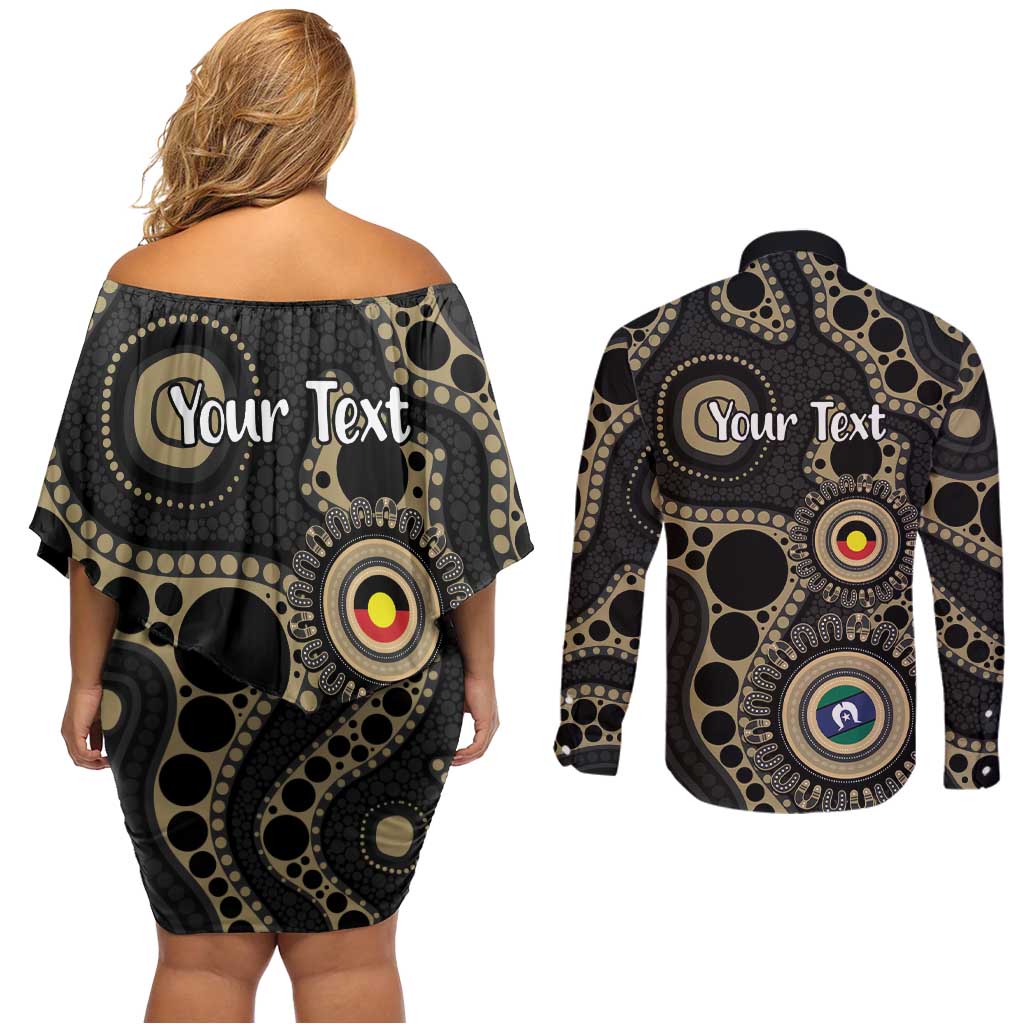 Collingwood NAIDOC Week 2026 Personalised Couples Matching Off Shoulder Short Dress and Long Sleeve Button Shirt 50 Years of Deadly Aboriginal Art