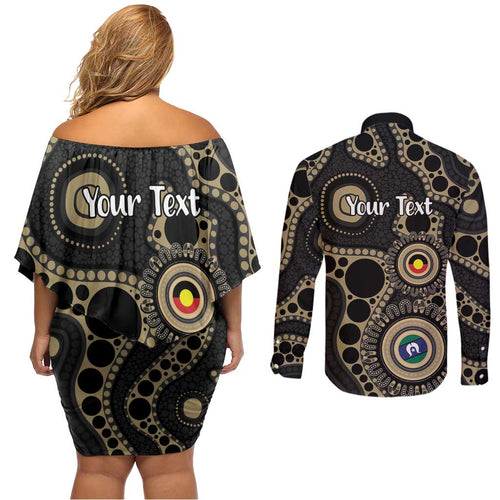 Collingwood NAIDOC Week 2026 Personalised Couples Matching Off Shoulder Short Dress and Long Sleeve Button Shirt 50 Years of Deadly Aboriginal Art