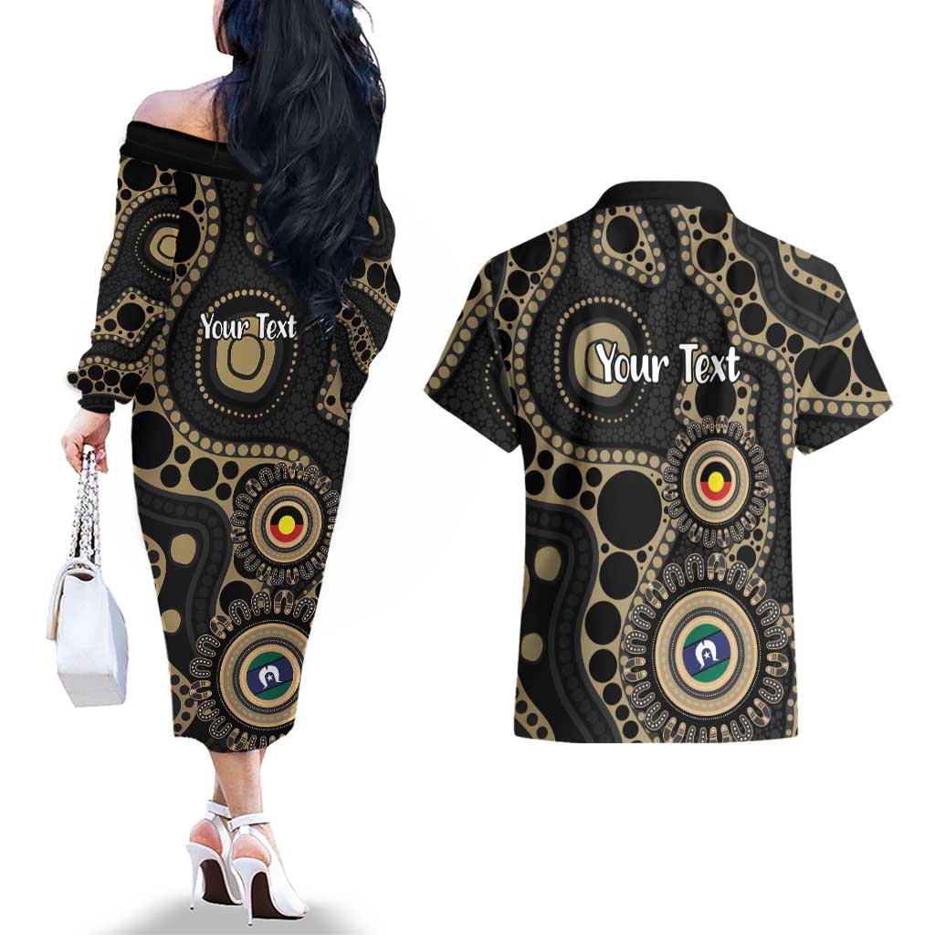Collingwood NAIDOC Week 2026 Personalised Couples Matching Off The Shoulder Long Sleeve Dress and Hawaiian Shirt 50 Years of Deadly Aboriginal Art