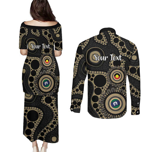 Collingwood NAIDOC Week 2026 Personalised Couples Matching Puletasi and Long Sleeve Button Shirt 50 Years of Deadly Aboriginal Art