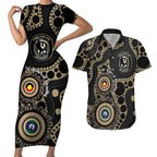 Collingwood NAIDOC Week 2026 Personalised Couples Matching Short Sleeve Bodycon Dress and Hawaiian Shirt 50 Years of Deadly Aboriginal Art