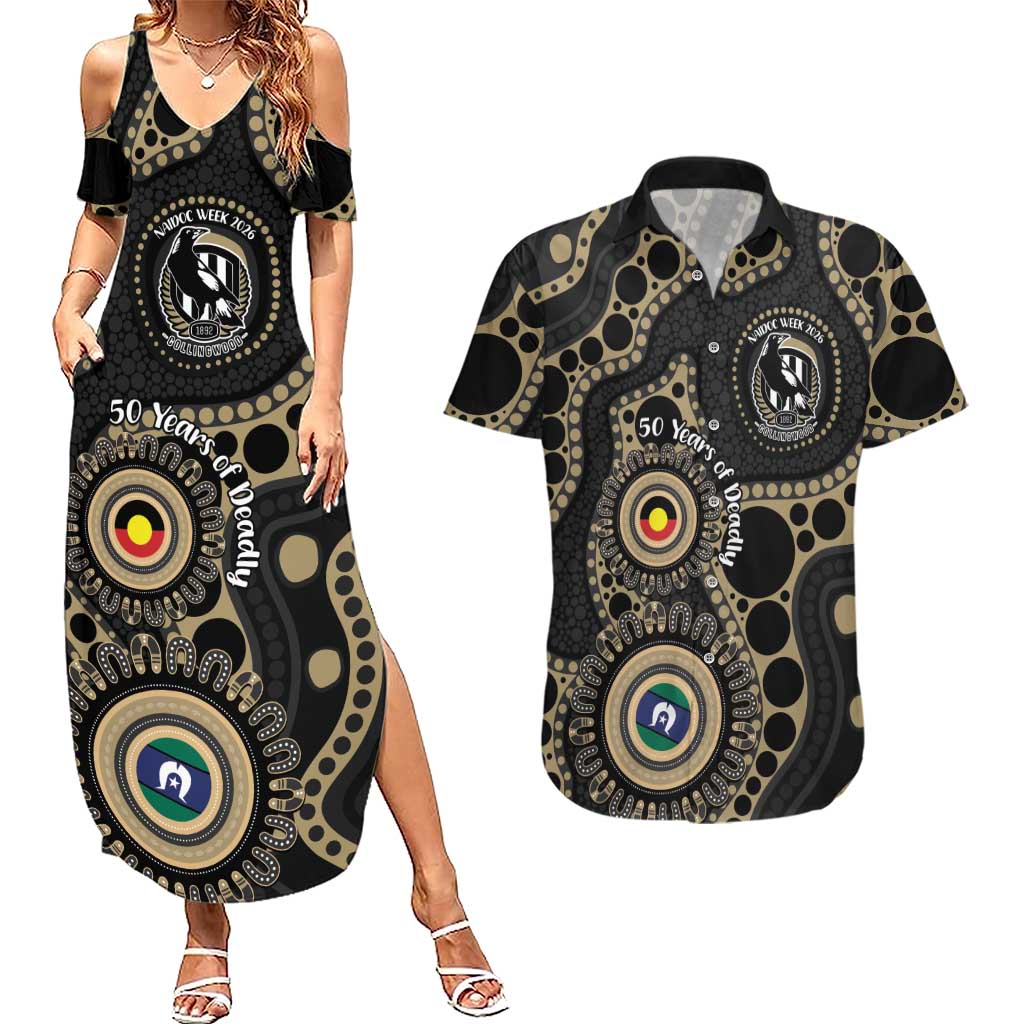 Collingwood NAIDOC Week 2026 Personalised Couples Matching Summer Maxi Dress and Hawaiian Shirt 50 Years of Deadly Aboriginal Art