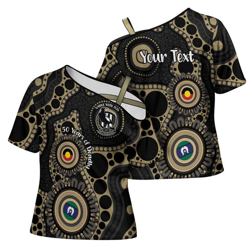 Collingwood NAIDOC Week 2026 Personalised Cross Shoulder Shirt 50 Years of Deadly Aboriginal Art