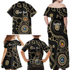 Collingwood NAIDOC Week 2026 Personalised Family Matching Off Shoulder Maxi Dress and Hawaiian Shirt 50 Years of Deadly Aboriginal Art