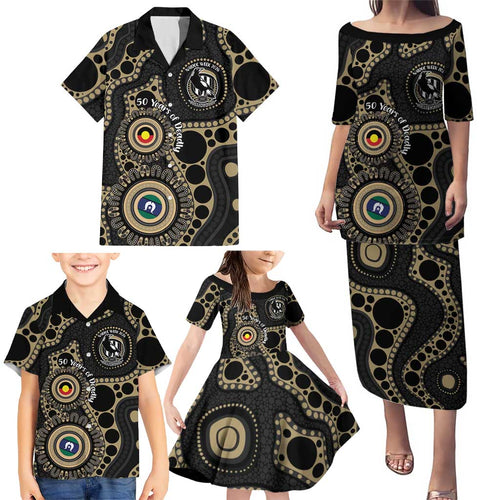 Collingwood NAIDOC Week 2026 Personalised Family Matching Puletasi and Hawaiian Shirt 50 Years of Deadly Aboriginal Art