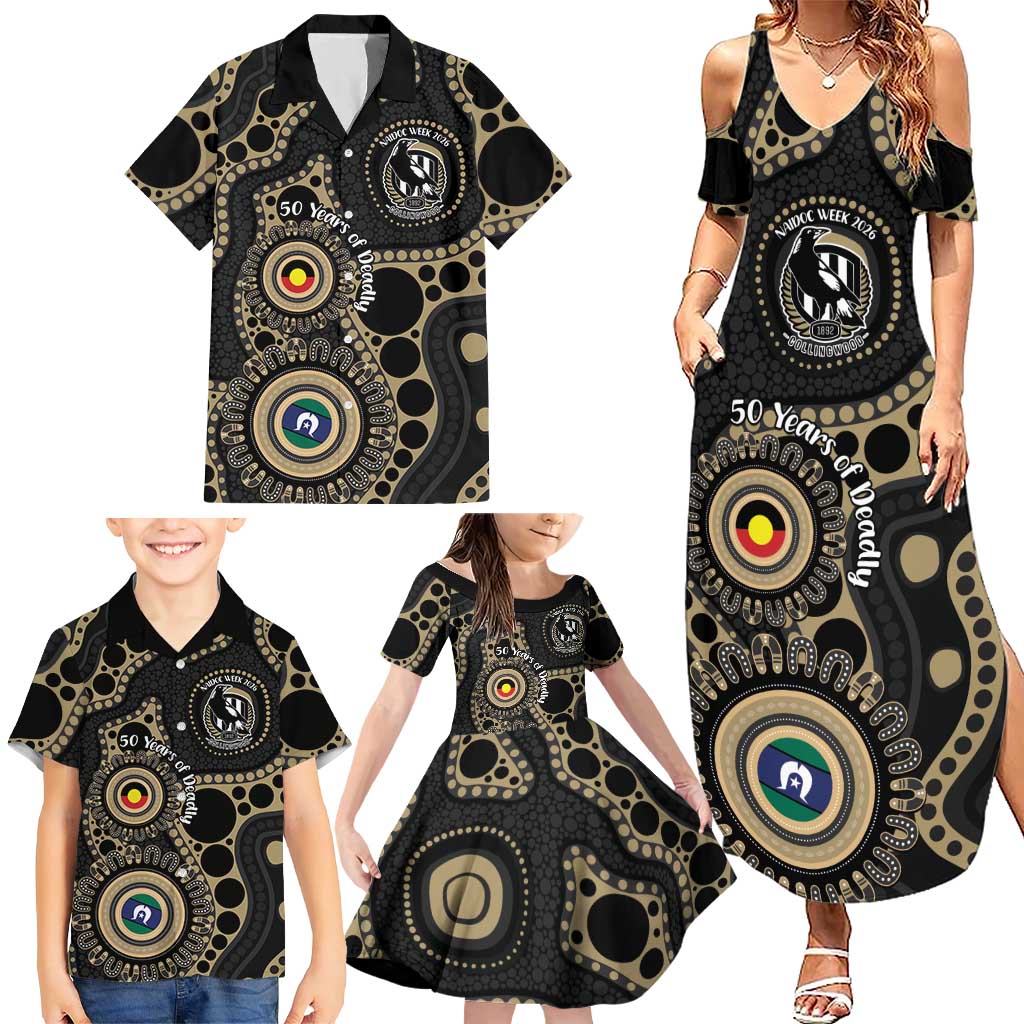 Collingwood NAIDOC Week 2026 Personalised Family Matching Summer Maxi Dress and Hawaiian Shirt 50 Years of Deadly Aboriginal Art