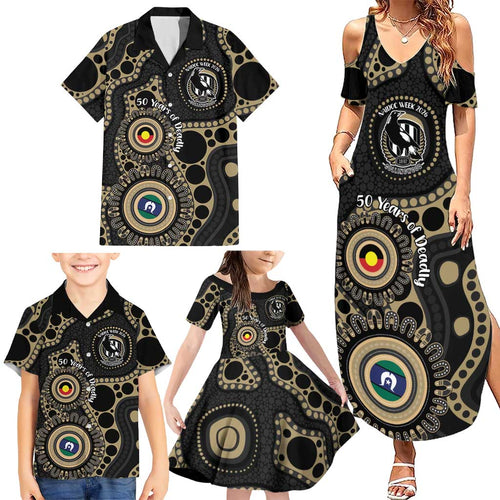 Collingwood NAIDOC Week 2026 Personalised Family Matching Summer Maxi Dress and Hawaiian Shirt 50 Years of Deadly Aboriginal Art