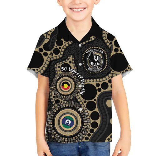 Collingwood NAIDOC Week 2026 Personalised Family Matching Summer Maxi Dress and Hawaiian Shirt 50 Years of Deadly Aboriginal Art
