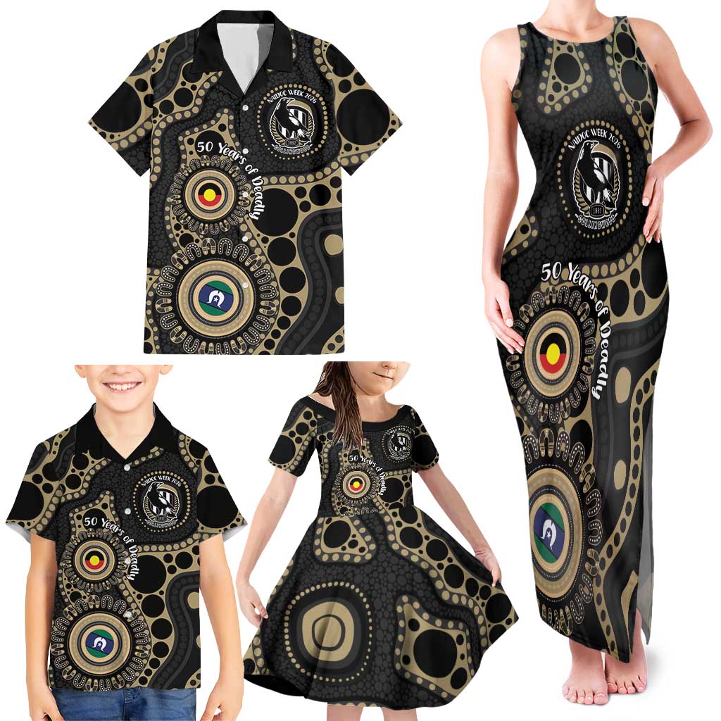 Collingwood NAIDOC Week 2026 Personalised Family Matching Tank Maxi Dress and Hawaiian Shirt 50 Years of Deadly Aboriginal Art