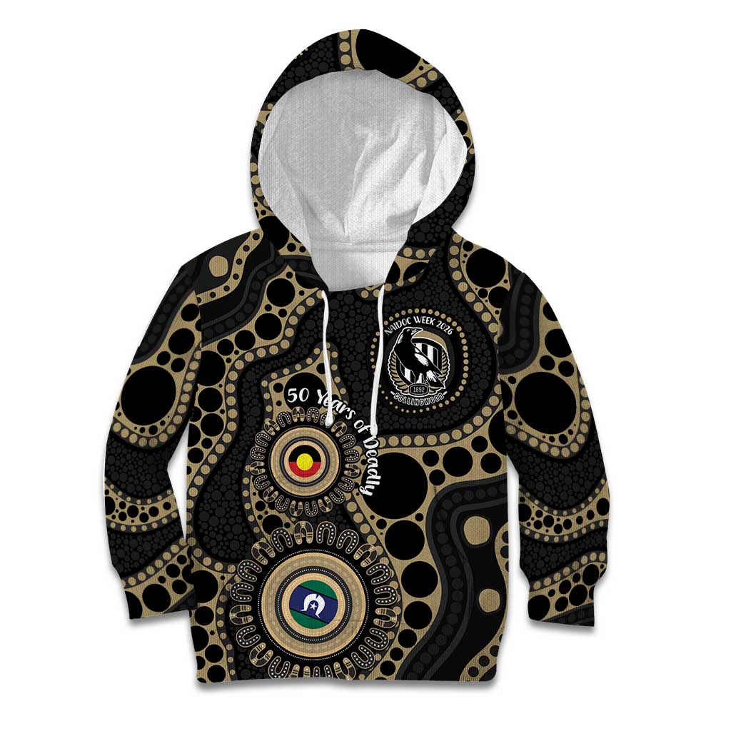 Collingwood NAIDOC Week 2026 Personalised Kid Hoodie 50 Years of Deadly Aboriginal Art