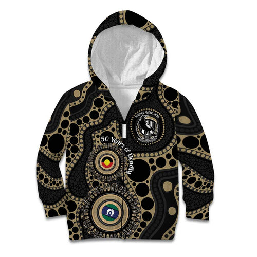 Collingwood NAIDOC Week 2026 Personalised Kid Hoodie 50 Years of Deadly Aboriginal Art
