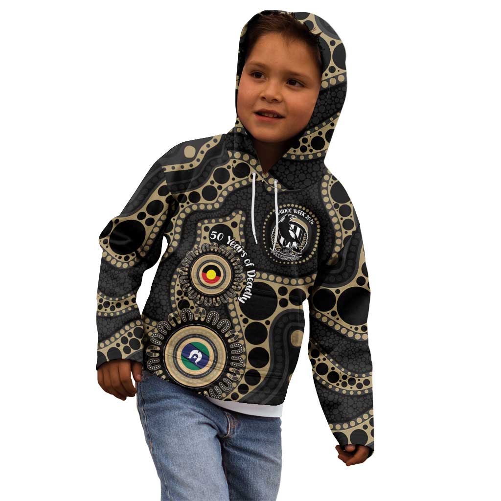 Collingwood NAIDOC Week 2026 Personalised Kid Hoodie 50 Years of Deadly Aboriginal Art