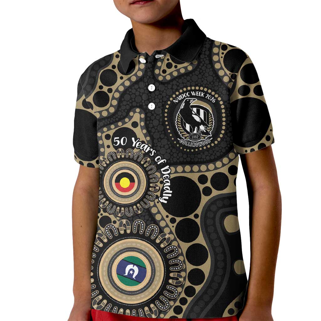 Collingwood NAIDOC Week 2026 Personalised Kid Polo Shirt 50 Years of Deadly Aboriginal Art