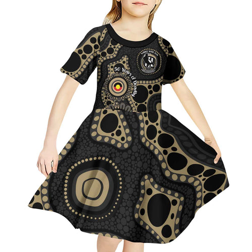 Collingwood NAIDOC Week 2026 Personalised Kid Short Sleeve Dress 50 Years of Deadly Aboriginal Art