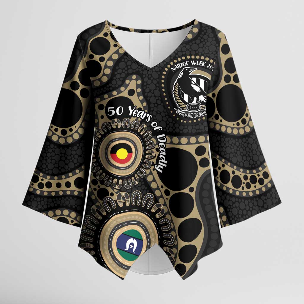 Collingwood NAIDOC Week 2026 Personalised Kimono Sleeve Blouse 50 Years of Deadly Aboriginal Art