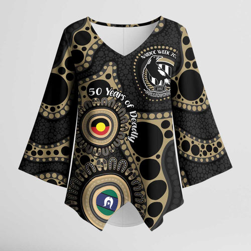 Collingwood NAIDOC Week 2026 Personalised Kimono Sleeve Blouse 50 Years of Deadly Aboriginal Art