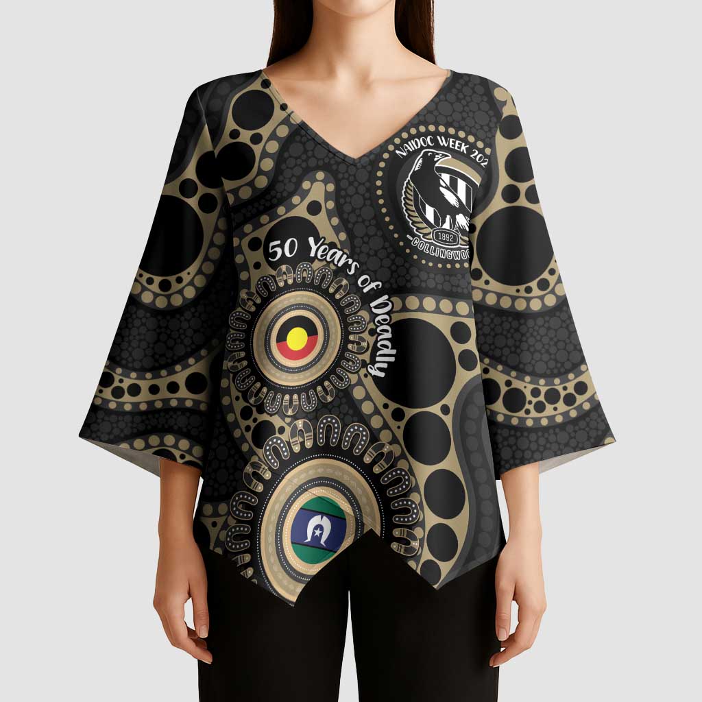 Collingwood NAIDOC Week 2026 Personalised Kimono Sleeve Blouse 50 Years of Deadly Aboriginal Art