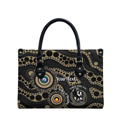 Collingwood NAIDOC Week 2026 Personalised Leather Bag 50 Years of Deadly Aboriginal Art