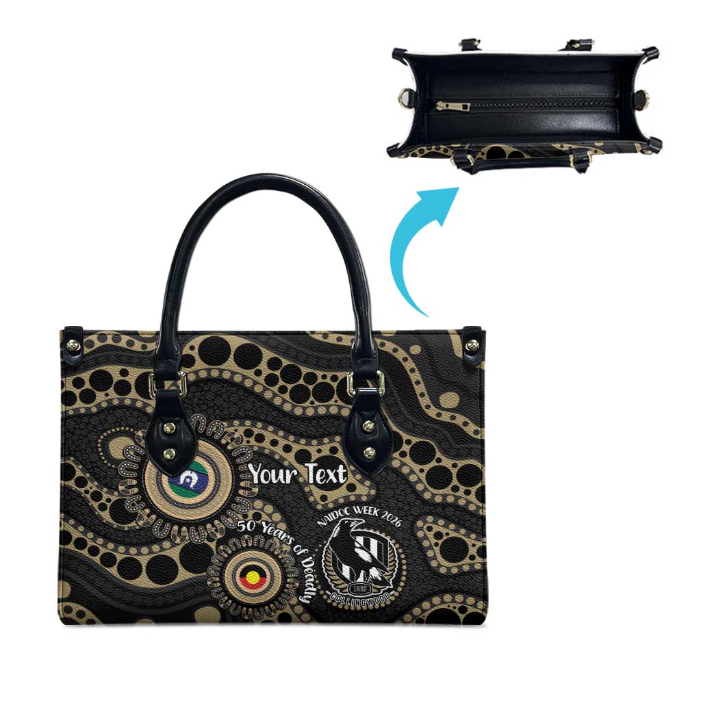 Collingwood NAIDOC Week 2026 Personalised Leather Bag 50 Years of Deadly Aboriginal Art