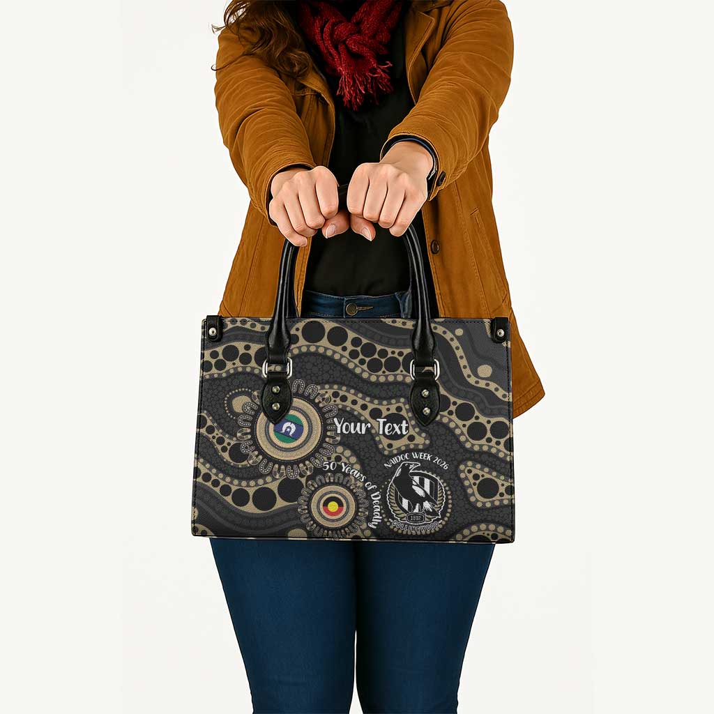 Collingwood NAIDOC Week 2026 Personalised Leather Bag 50 Years of Deadly Aboriginal Art