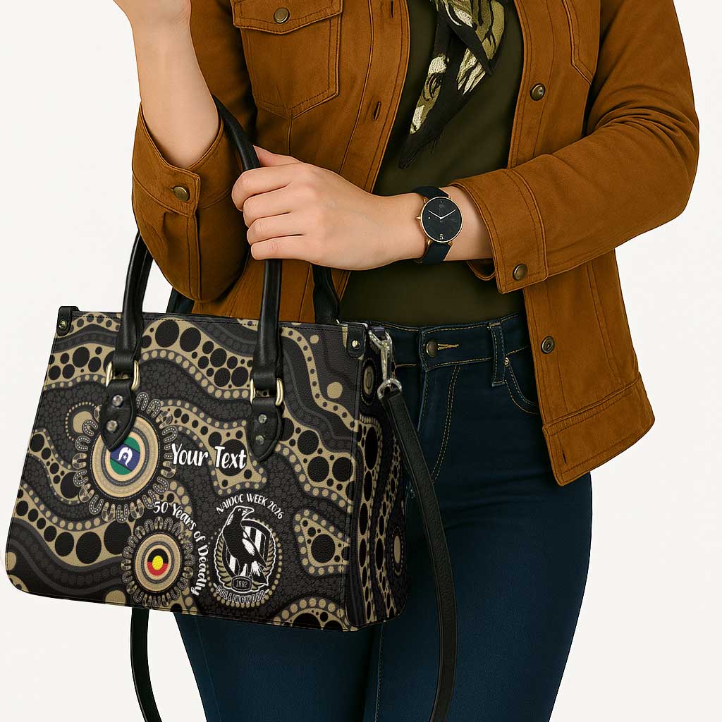 Collingwood NAIDOC Week 2026 Personalised Leather Bag 50 Years of Deadly Aboriginal Art