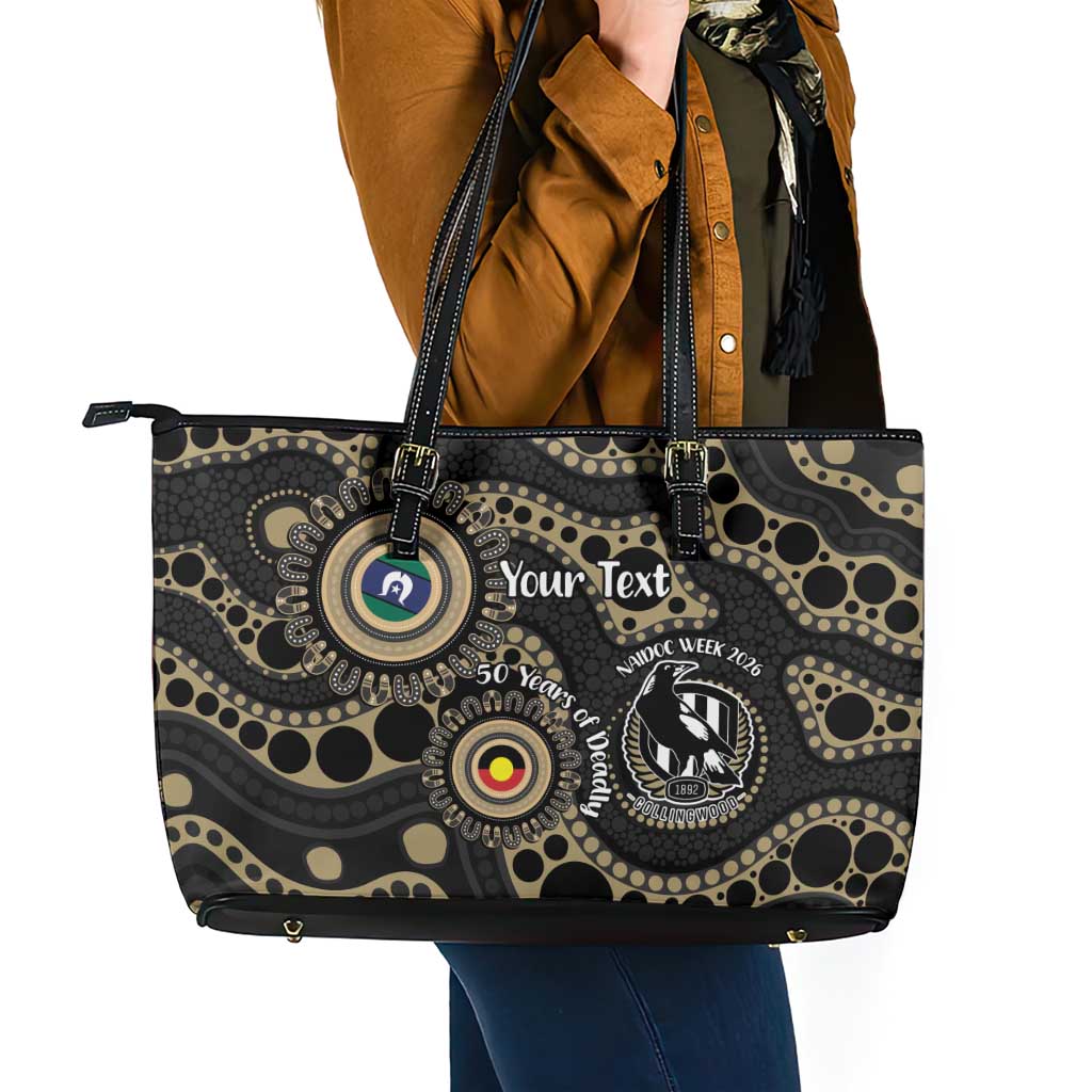 Collingwood NAIDOC Week 2026 Personalised Leather Tote Bag 50 Years of Deadly Aboriginal Art