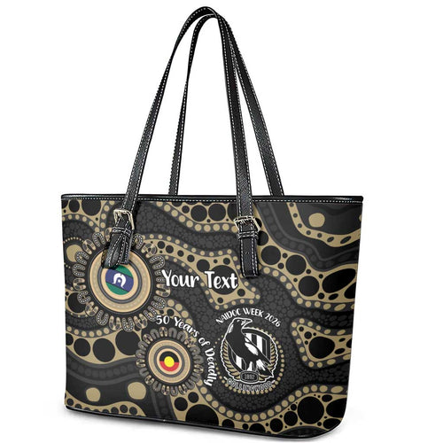 Collingwood NAIDOC Week 2026 Personalised Leather Tote Bag 50 Years of Deadly Aboriginal Art