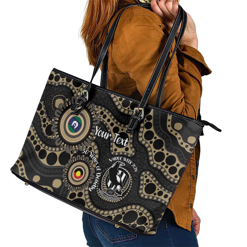 Collingwood NAIDOC Week 2026 Personalised Leather Tote Bag 50 Years of Deadly Aboriginal Art