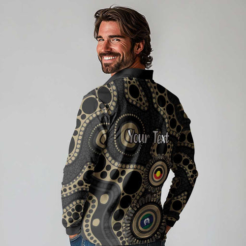 Collingwood NAIDOC Week 2026 Personalised Long Sleeve Polo Shirt 50 Years of Deadly Aboriginal Art