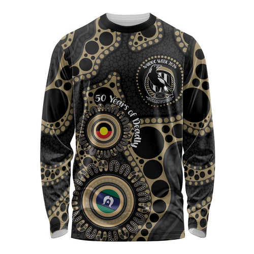 Collingwood NAIDOC Week 2026 Personalised Long Sleeve Shirt 50 Years of Deadly Aboriginal Art