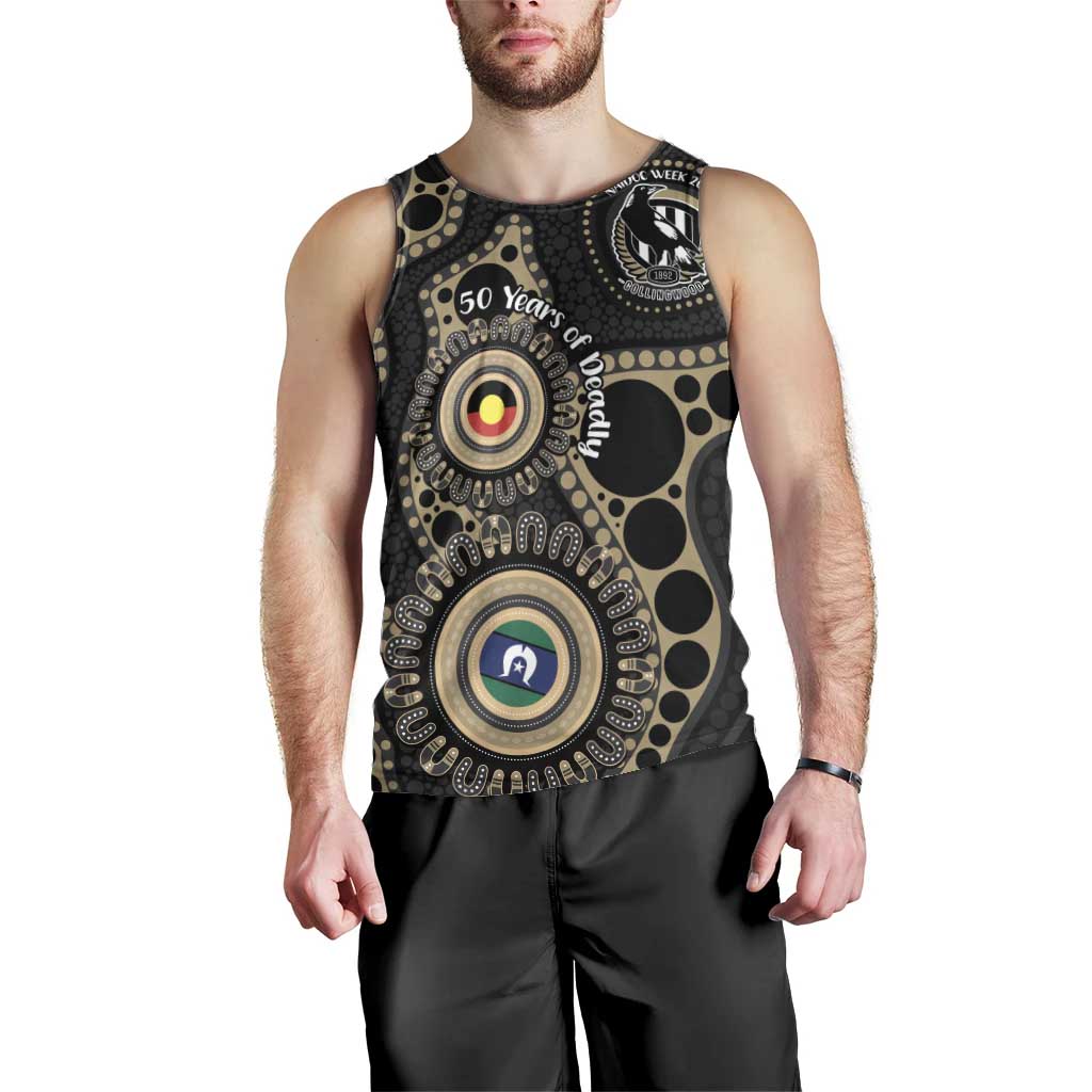 Collingwood NAIDOC Week 2026 Personalised Men Tank Top 50 Years of Deadly Aboriginal Art