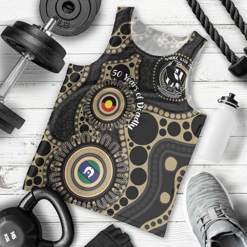 Collingwood NAIDOC Week 2026 Personalised Men Tank Top 50 Years of Deadly Aboriginal Art
