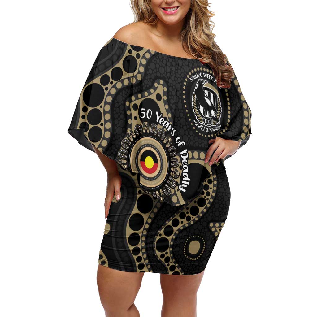 Collingwood NAIDOC Week 2026 Personalised Off Shoulder Short Dress 50 Years of Deadly Aboriginal Art