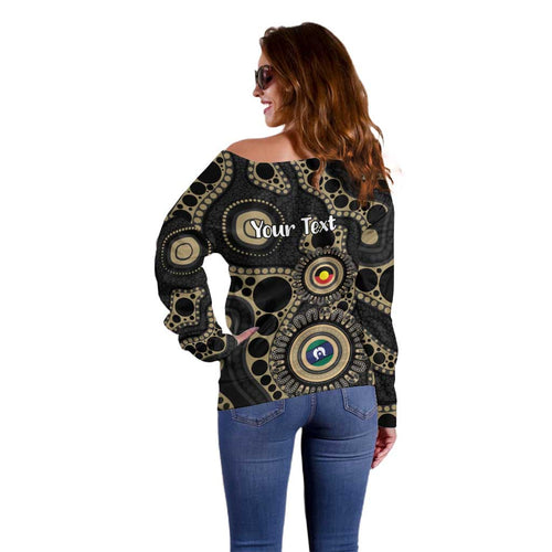 Collingwood NAIDOC Week 2026 Personalised Off Shoulder Sweater 50 Years of Deadly Aboriginal Art