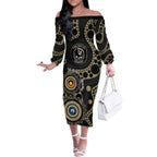 Collingwood NAIDOC Week 2026 Personalised Off The Shoulder Long Sleeve Dress 50 Years of Deadly Aboriginal Art