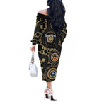 Collingwood NAIDOC Week 2026 Personalised Off The Shoulder Long Sleeve Dress 50 Years of Deadly Aboriginal Art
