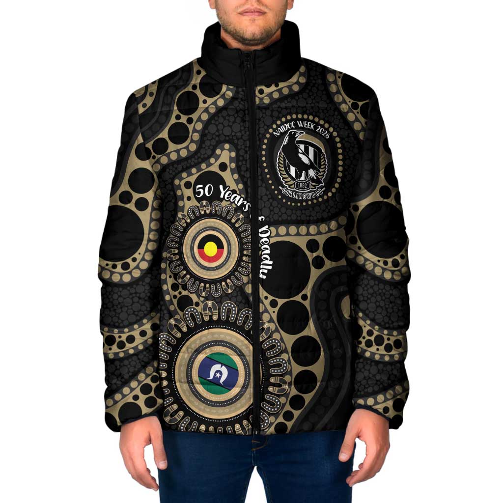 Collingwood NAIDOC Week 2026 Personalised Padded Jacket 50 Years of Deadly Aboriginal Art