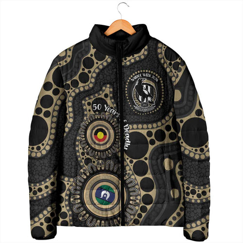 Collingwood NAIDOC Week 2026 Personalised Padded Jacket 50 Years of Deadly Aboriginal Art