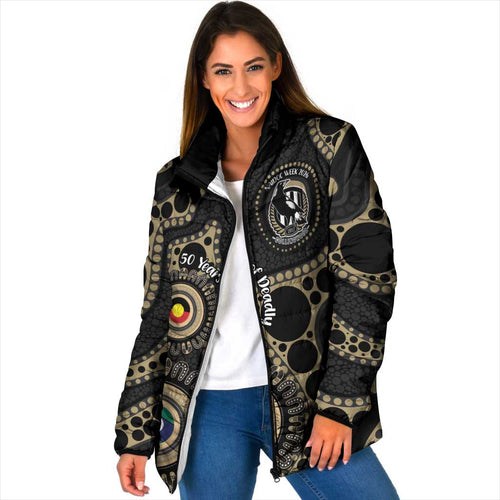 Collingwood NAIDOC Week 2026 Personalised Padded Jacket 50 Years of Deadly Aboriginal Art