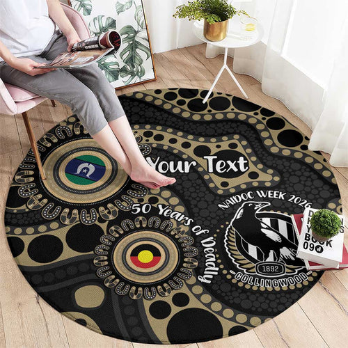 Collingwood NAIDOC Week 2026 Personalised Round Carpet 50 Years of Deadly Aboriginal Art