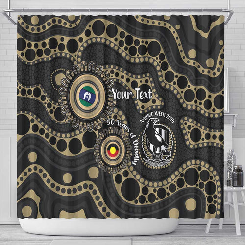Collingwood NAIDOC Week 2026 Personalised Shower Curtain 50 Years of Deadly Aboriginal Art