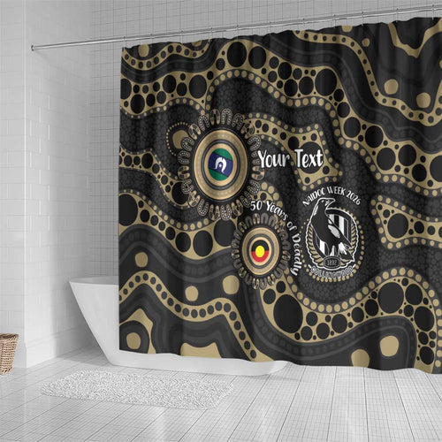 Collingwood NAIDOC Week 2026 Personalised Shower Curtain 50 Years of Deadly Aboriginal Art